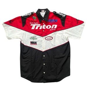 Triton Boats Pit Crew Embroidered Vintage Casual Button Down Shirt